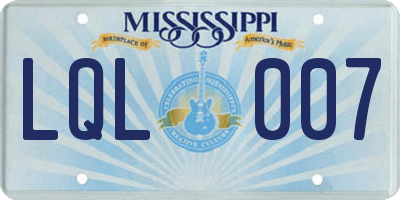 MS license plate LQL007
