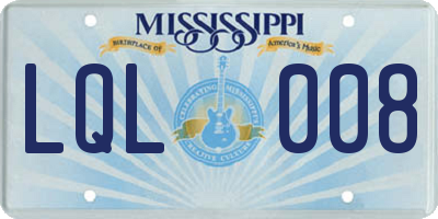 MS license plate LQL008