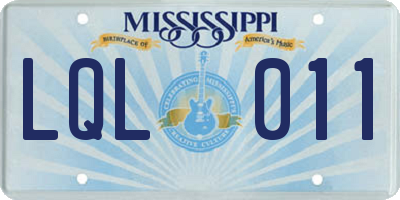 MS license plate LQL011