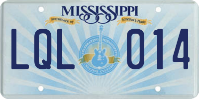 MS license plate LQL014