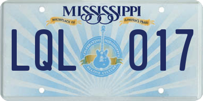 MS license plate LQL017