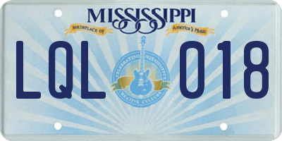 MS license plate LQL018