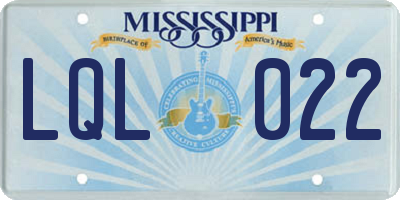 MS license plate LQL022