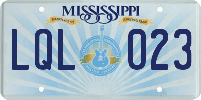 MS license plate LQL023