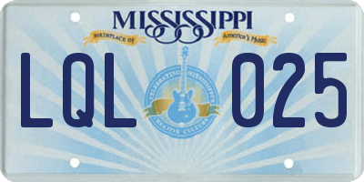 MS license plate LQL025