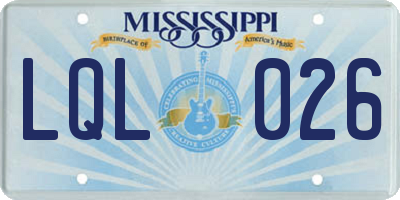 MS license plate LQL026