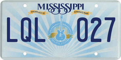 MS license plate LQL027