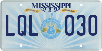 MS license plate LQL030