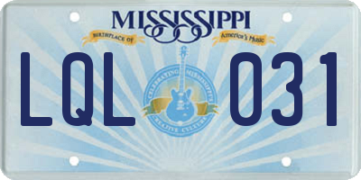 MS license plate LQL031