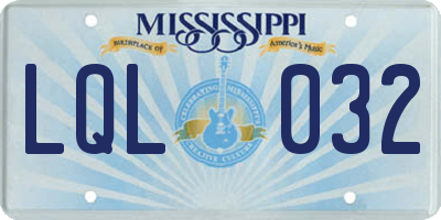 MS license plate LQL032