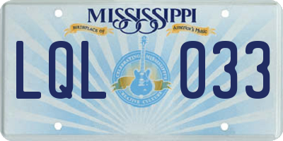 MS license plate LQL033