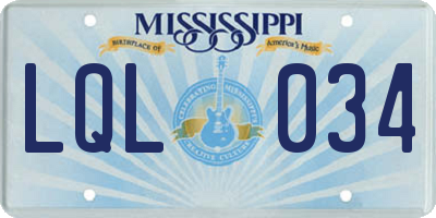 MS license plate LQL034