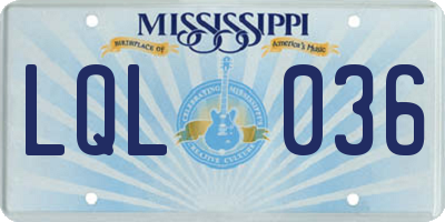 MS license plate LQL036