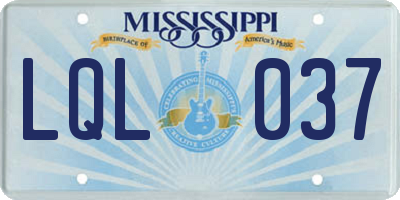 MS license plate LQL037