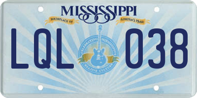MS license plate LQL038