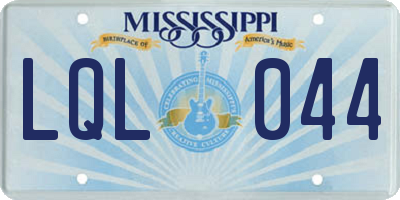 MS license plate LQL044