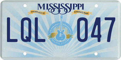 MS license plate LQL047