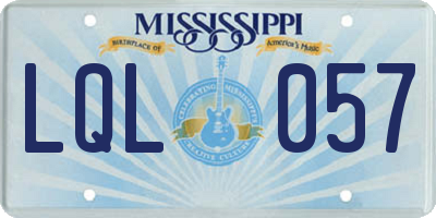 MS license plate LQL057
