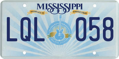 MS license plate LQL058
