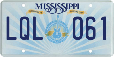 MS license plate LQL061