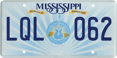 MS license plate LQL062