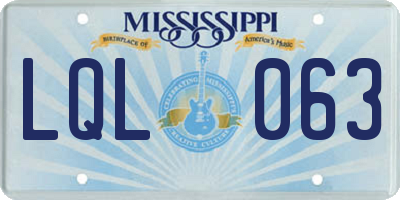 MS license plate LQL063