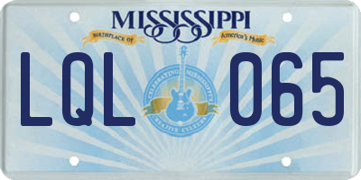 MS license plate LQL065