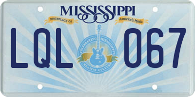 MS license plate LQL067