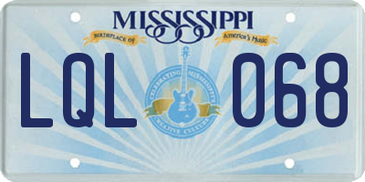 MS license plate LQL068
