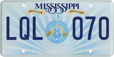 MS license plate LQL070