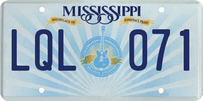 MS license plate LQL071