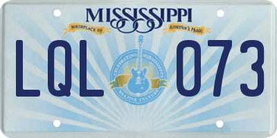 MS license plate LQL073