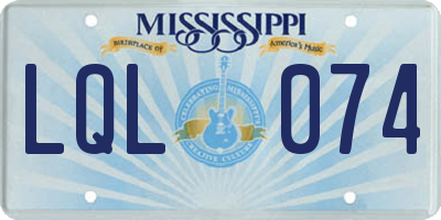 MS license plate LQL074