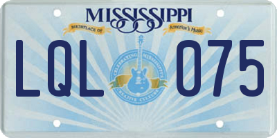 MS license plate LQL075