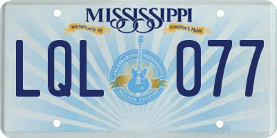 MS license plate LQL077