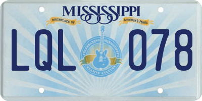 MS license plate LQL078