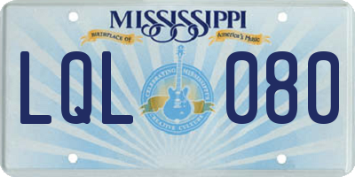 MS license plate LQL080