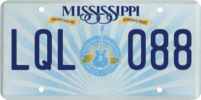 MS license plate LQL088