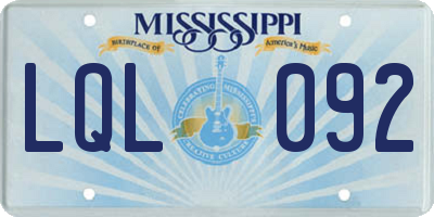 MS license plate LQL092
