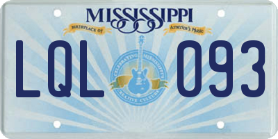 MS license plate LQL093