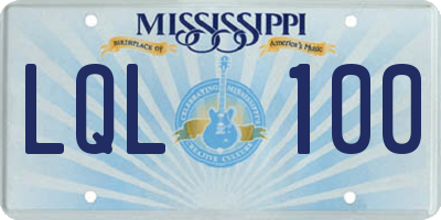 MS license plate LQL100