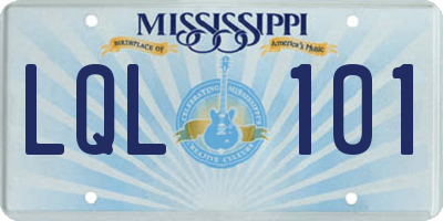 MS license plate LQL101