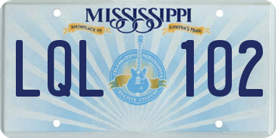 MS license plate LQL102