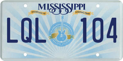MS license plate LQL104