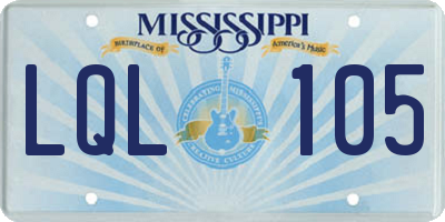 MS license plate LQL105