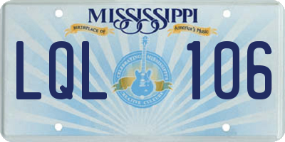 MS license plate LQL106