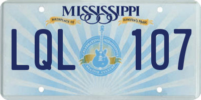 MS license plate LQL107