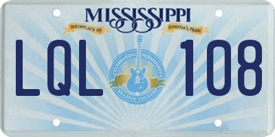 MS license plate LQL108