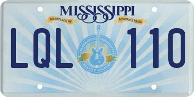 MS license plate LQL110