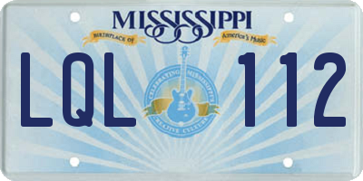 MS license plate LQL112